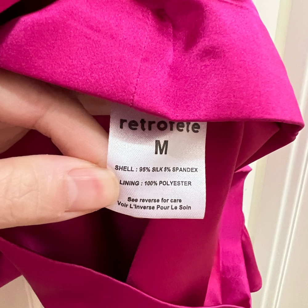 Retrofete Elizabeth Silk Playsuit / Romper Barbiecore - Picture 9 of 9